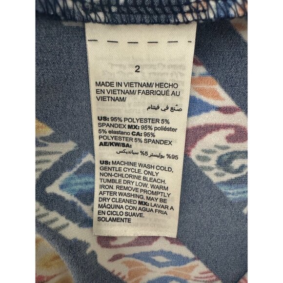 Chico's Size 2 = Large/12 Ikat Multi-Color Print V-Neck Tie-Sleeve Shift Dress - Picture 6 of 8